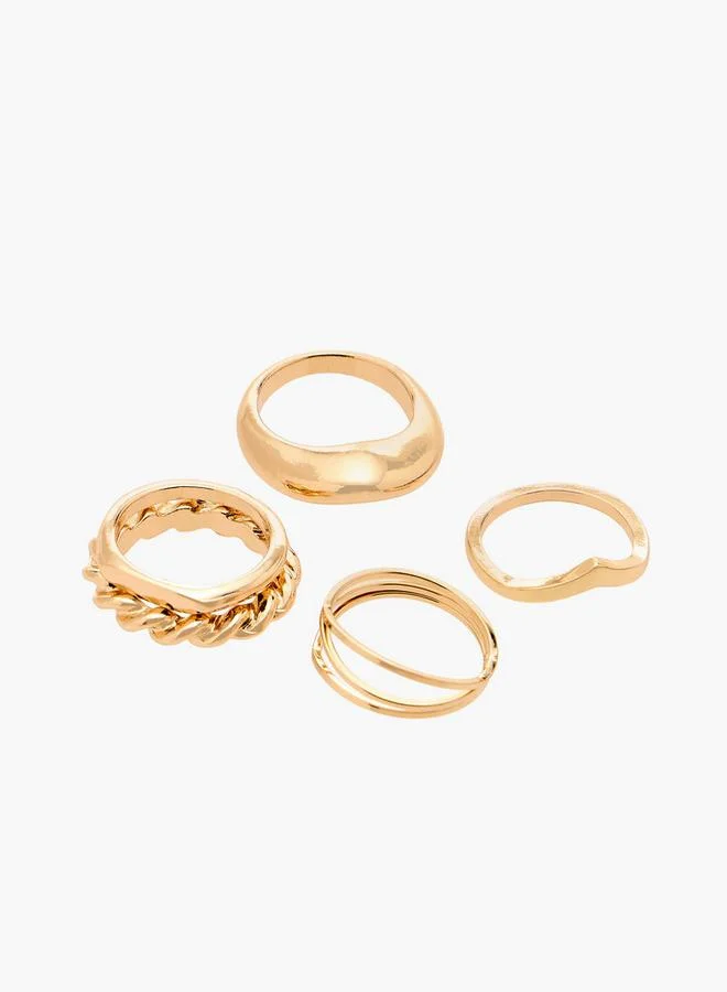 فلورا بيلا من شو إكسبرس Gold Tone Ring With Chunky Design - Set Of 5 Ramadan Collections
